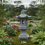 Chinese Pagoda Dragon Lantern Statue, Stone-Look Garden Decor - Image 3