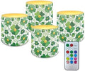 4Pcs LED Candles Bulk Stylish Shamrocks Flickering Flameless Candles with Remote and Timer Battery Operated Pillar Tea Lights for Indoor Outdoor St Paddy's Day Party Decoration by Merkmak