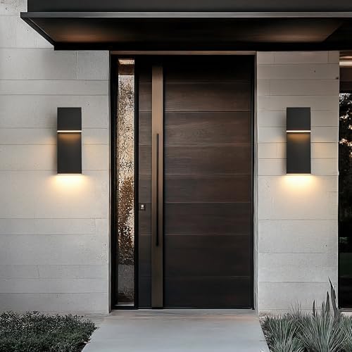 Modern Large Outdoor Wall Lights Integrated LED Outdoor Wall Sconces Lighting, Contemporary Exterior Lighting Fixtures Outside Wall Mount Lights for House Porch Front Door Garage, Matte Black 2 Pack - Image 2