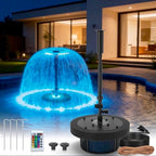 Floating Pond Fountain Pump with Remote RGB LED Lights & Filter Sponge by FUMAK