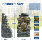 7-Tiers Cascading Rock Water Fountain Outdoor, Garden Waterfalls - Image 3