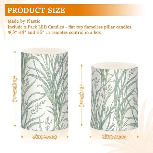 KLL William Morris Rush Grass Pattern Decorative Flickering Outdoor flameless Candles with Timer Electronic Lights Waterproof with timers for Window Window Battery Powered - Image 3