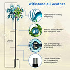 Peacock Wind Spinner, 48Inch Double Wind Sculpture, Wind Sculptures & Spinners Outdoor Metal Stake Yard Spinners, Garden Wind Catcher Wind Mills, Lawn&Garden… - Image 3
