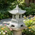 11.8 Inch Resin Zen Garden Statue Light, Solar Asian Pagoda Lantern Outdoor, LED Decorative Pathway Light for Patio Yard Lawn, Ideal for Oriental Garden Decor, Meditation Decor, Housewarming Gift - Image 2