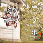 GUAGUA 74 Inch Metal Wind Spinner, Willow Leaf Kinetic Yard Decor,Red - Image 3
