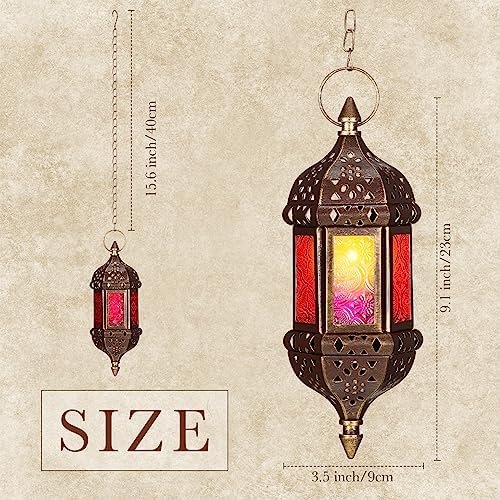 Retisee 12 Pcs Hanging Moroccan Lantern Hexagon Decorative Moroccan Candle Lantern Holders Hanging Candle Holder Indoor Outdoor for Patio Weddings Christmas Decoration - Image 2