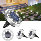 4 Pack Solar Ground Lights Outdoor, 12 LED Solar Disc Lights IP68 Waterproof Flat Solar Lights, Pathway Lights Garden Lights In-Ground Landscape Lights for Yard Lawn Patio Pathway Driveway Lighting(Wh by GQMYCDM