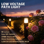 6PK Low Voltage Bollard Lights Die-Cast Aluminum & Real Glass Pathway Lights 1.2W 95LM 2700K Warm White G4 Replaceable Bulb Included, Waterproof Outdoor Landscape Lighting - Image 2
