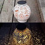 2-Pack Solar Lantern Outdoor Hanging Lights Waterproof Metal LED Decorative Lights with Shadow Casting for Patio Garden Yard Tabletop（White） - Image 5
