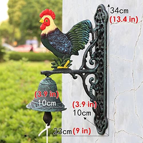 Large Cast Iron Dinner Bell, Sign with Big Cock, Manually Shaking Wall Hanging Doorbell - Indoor Outdoor Wall Mounted Dinner Bell - Image 5