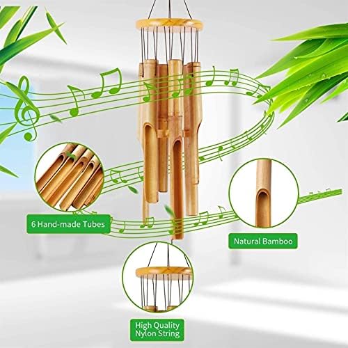 Bamboo Wind Chime, Outdoor Wooden Music Wind Chimes with Natural Relaxing Soothing Sound for Garden, Patio, Home or Outdoor Decor - Image 7