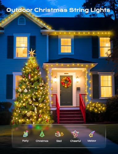 Brightown Solar Operated C6 Strawberry String Lights, 39ft 100 LEDs Warm White LED Christmas Fairy Lights, Solar Christmas Lights Outdoor, Christmas Decorations for Christmas Tree, Garden Decor - Image 2