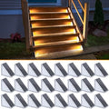 NIORSUN Solar Step Lights 24 Pack - Outdoor Stair Lights with 3000K Warm White & 6000K Cool Daylight, IP67 Waterproof, Auto On/Off, Super Bright for Deck, Patio, Steps by NIORSUN