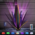 KODIBO 24" Large Metal Agave Plant Outdoor Decor with Solar Light, Black by KODIBO