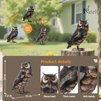 Natelf Outdoor Metal Brown Standing Owl Garden Statue for Patio Yard Decor - Image 2