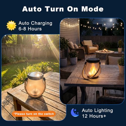 6 Pack Solar Lanterns Outdoor Waterproof, 2nd Gen Ultra-Realistic Flickering Flame Outdoor Solar Lanterns Decorative, USB-C/Solar Charging Hanging Lantern for Outside Backyard Patio Garden Decor - Image 6