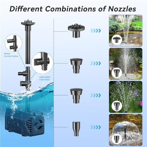 POPOSOAP 25W Solar Water Fountain Pump, Solar Water Pump with Flow Adjustable, Pond Pump with Water Shortage Protection & Diverter Valve & 16.5FT Cord for Ponds, Garden, Waterfall, Hydroponics-P125H - Image 4