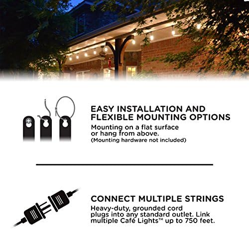 Enbrighten Vintage Outdoor String Lights, 48ft, 24 Bulbs, White Light Only - Image 6