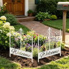 8 Pack Vintage White Metal Garden Fence, Animal Barrier Outdoor Lawn Decor - Image 4