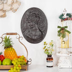 Sungmor Brown Cast Iron Wall Decor,Oval-shaped Classical Lady Relief Plaque - Image 4