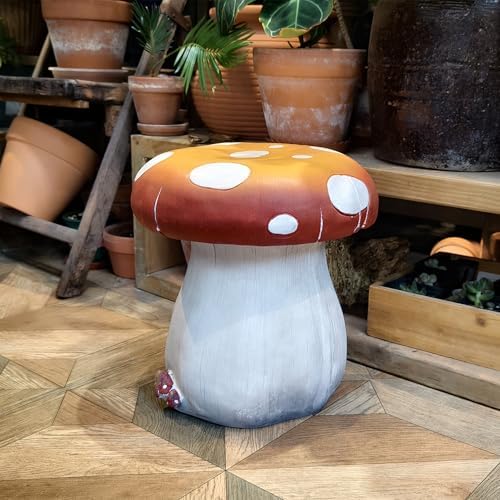 13.3”H Mushroom Stool Large Mushroom Statue Outdoor Garden Decor - Image 2