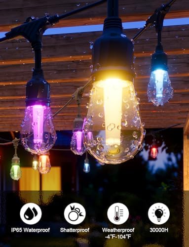 XMCOSY+ Smart Outdoor String Lights 98FT, LED Patio Lights with App Control - Image 6