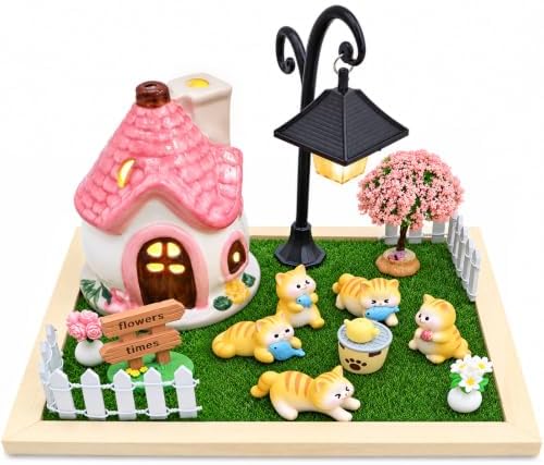 FmilyKit Fairy House Garden Kit, Mini Cat Garden Figurines Desk Decor by FamilyKit