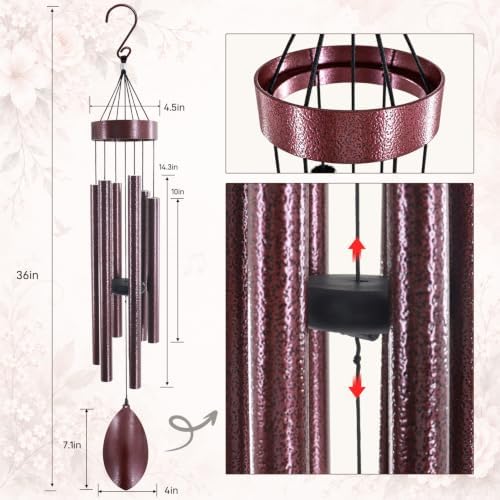 ASTARIN 36 Inch Deep Tone Wind Chimes for Outside, Antique Bronze Outdoor - Image 2