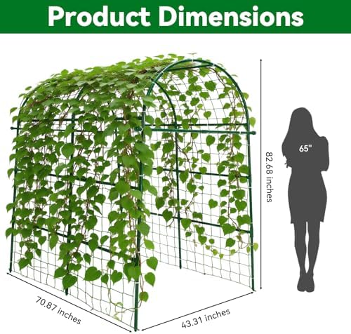 Garden Arch Trellis for Climbing Plants Outdoor - 83" H*71" W*43" L (Green) - Image 4