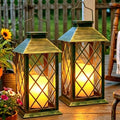 2 Pack 14'' Large Tempered Glass Solar Lanterns Outdoor Waterproof by Dekofun