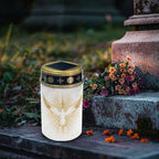 Poceacles Cross Outdoor Solar Candle Lights - Water Resistant, Gold White Dove of Peace Cross, Pack of 4 - Image 3