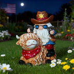 Solar Highland Cow Gnome Statue - Hand-Painted Resin Outdoor Decor for Garden & Yard, Unique Mothers Day Birthday Gifts for Grandma Women (Weatherproof) by QZZP