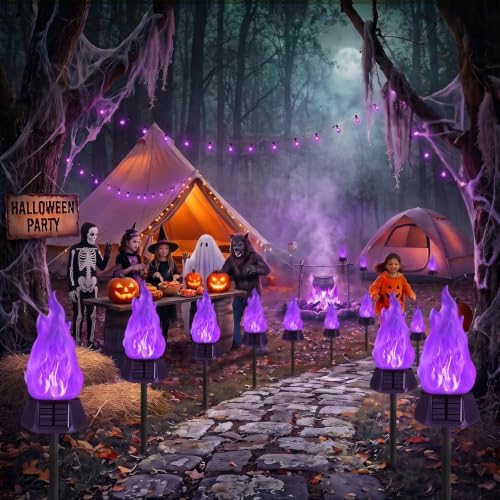 Toodour Solar Halloween Lights Outdoor, 4 Pack Solar Torch Light Waterproof - Image 4