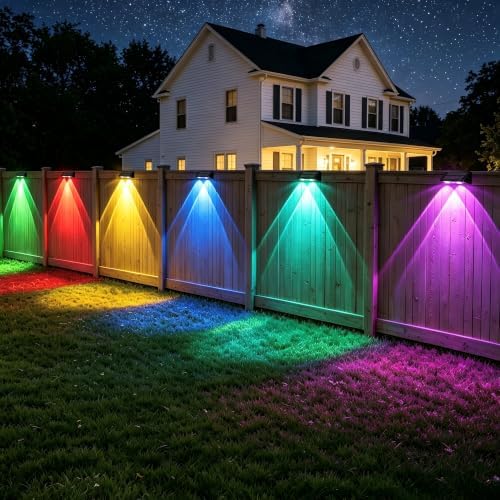 Solar Fence Lights Outdoor,RGB Color Changing Lights,18-20H,12 Pack - Image 5