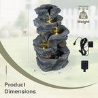 Giantex 5-Tier Water Fountain Outdoor, 18 Inch Cascading Stacked Stone Waterfall Fountain with Lights & Pump, Outside Zen Water Feature for Patio, Balcony, Deck, Garden, Yard Decor - Image 6