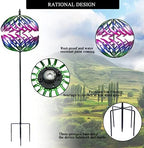 MUMTOP Wind Spinner Outdoor 360° Dual-Rotation Metal Wind Sculpture, Purple - Image 3