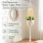 Huquary 3 Pack Macrame Hanging Plant Hanger with Grow Light,White - Image 4