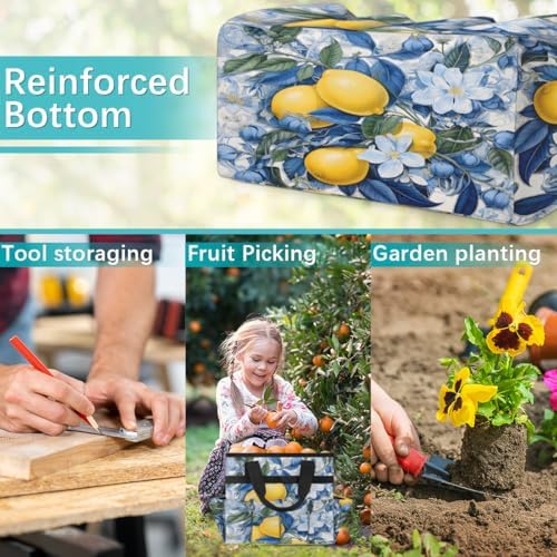 Lemon Garden Tool Bag Organizer Heavy Duty Fruit Flower Gardening Tote Bag with 10 Pockets for Women Men Gardening Gifts - Image 7