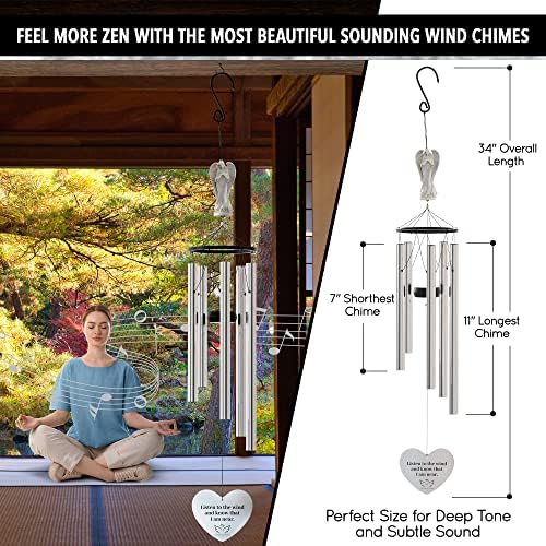 Angel Memorial Wind Chimes for Loss of Loved One - 34" Large Sympathy Wind Chimes, Memorial Gifts for Loss of Loved One Mother Father Husband Bereavement Chimes for Outside Deep Tone - Image 3