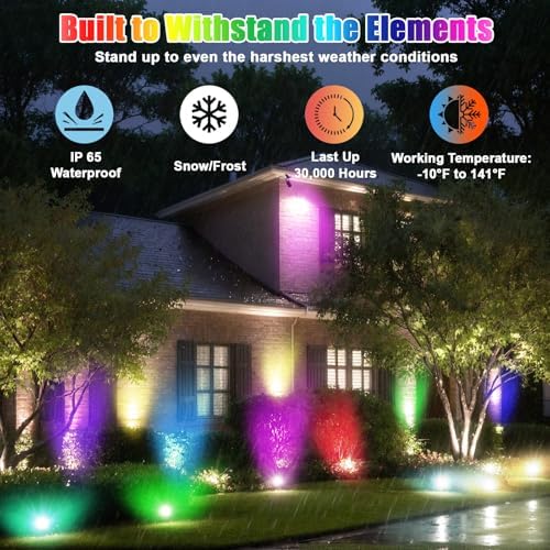Spot Lights Outdoor 7W RGBW LED Color Changing Landscape Lights with Remote Control Landscape Lighting Spotlight Outdoor Waterproof Spot Lights for Yard Garden Patio Lawn Decorative 2 Pack - Image 4