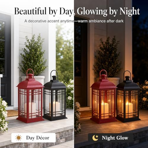 Wallsky Lanterns Decorative Indoor with LED Flickering Flameless Candles - Image 5