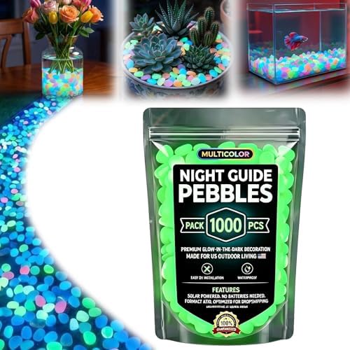 Colorful Glow-in-The-Dark Garden Stones, 2026 New Stepping Stone Kit, Night Guide Pebbles, Luminous Glow Stones for Outdoor, Glow Rocks for Landscaping (Green,1000 Pcs) by Unknown