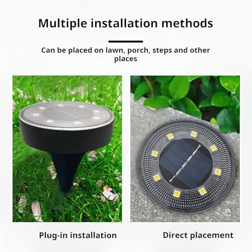 Solar Ground Lights Outdoor Waterproof IP68, 4 Pack 8 LED In Ground Solar Disc Landscape Lighting, Garden Lights Solar Powered for Outside Yard Pathway Patio Lawn Driveway Walkway(Warm) - Image 4