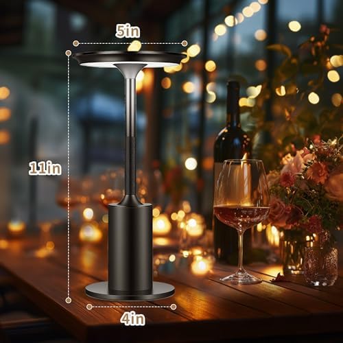 Modern Cordless Table Lamp Set of 2, Black Portable LED Desk Lamps - Image 3