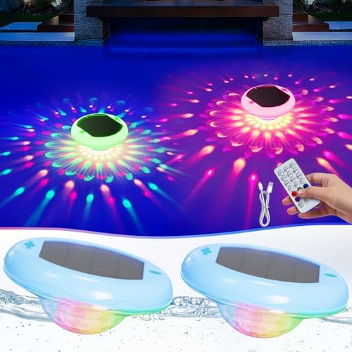 Floating Solar Pool Lights, 2 Pack, 6.7 Inch, 13 RGB Colors by Unknown