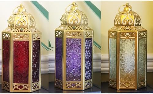 VELA LANTERNS 12" Gold Metal Moroccan Decorative Candle Lantern Holder for Hanging or Table Centerpieces, Exotic Indoor Home Decor, Outdoor Patio or Porch, Weddings, Ramadan, Assorted, Large, 6-Pack - Image 3