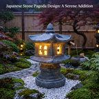 Pagoda Garden Statue, 9.6inch Resin Zen Garden Lanterns with Solar Light, Waterproof Japanese Pagoda Landscape Decorative Suclpture for Yard Patio - Image 5