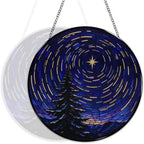 Star Spiral Winter Pine Stained Glass Suncatcher 11.8" Colorful Window Hanging Ornament, Sun Catcher Decor for Bathroom Front Door Living Room Home Wall Garden - Image 5