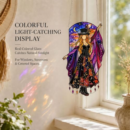 Handmade Stained Glass Wind Spinner, Dancing Lady Window Suncatcher,Model B - Image 4