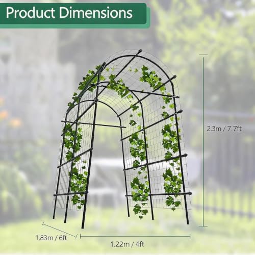 Garvee Metal Garden Arch Trellis 7.7Ft Black - Image 3
